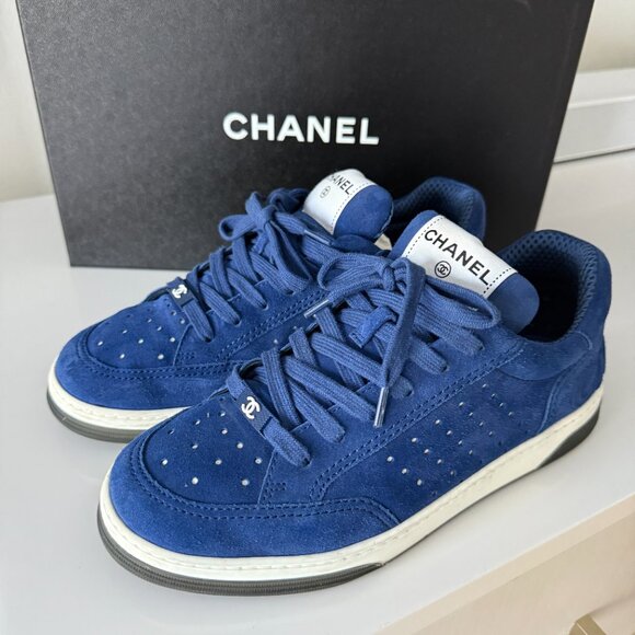 CHANEL Royal Blue Suede Sneakers - Picture 8 of 8
